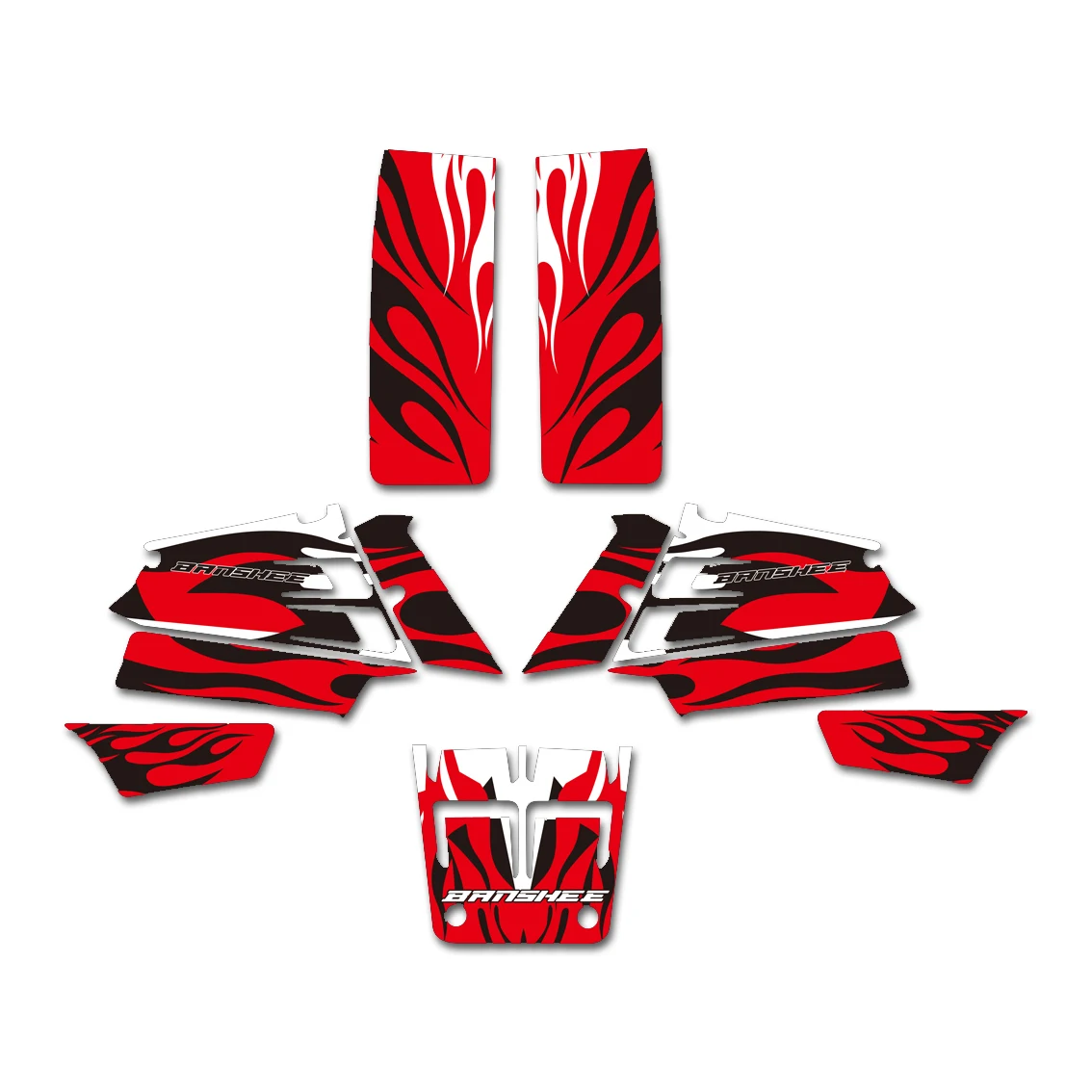 

New Style Red Fire DECALS STICKERS Graphics Kits for Yamaha YFZ350 BANSHEE 350 ATV 1987-2005