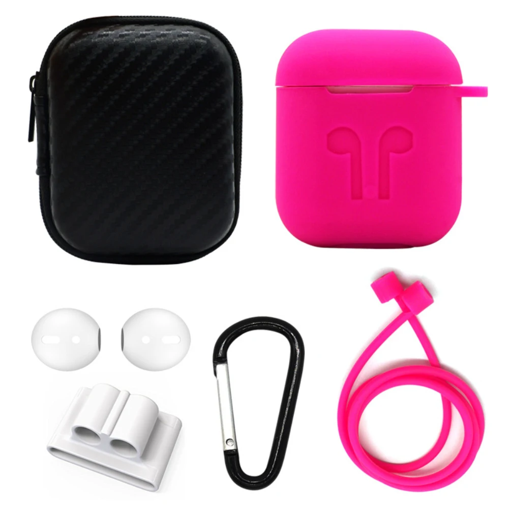 6 шт./упак. для Airpods Силиконовая Защитная крышка чехол ушной втулки сумка для хранения Анти-потерянный канат сумка для наушников Аксессуары для наушников