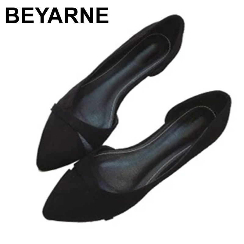 

BEYARNEWoman Simple Lesisure Shoes For Walking No Heel Slip-on Shallow Toe Flock Fashion Zapatos Plus Size35-46E740