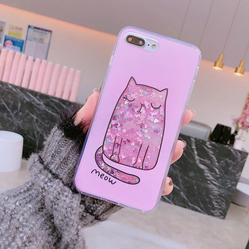 Чехол для телефона Fat Meow Kitty розовый блестящий чехол с закрытыми глазами iphone 6/6S 7 8