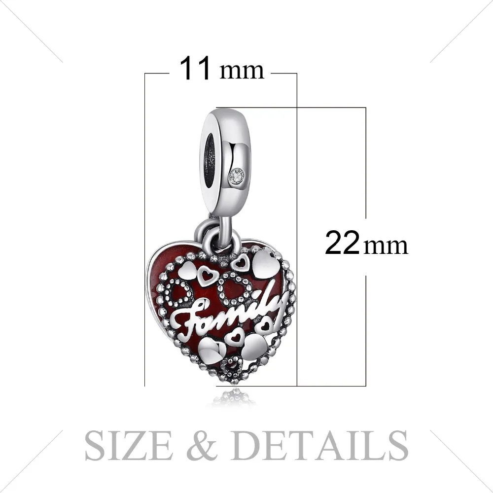 Jewelrypalace 925 пробы Серебряный секрет восхищение красной эмалью Подвески-шармы браслеты-Подарки для нее Модные украшения подарок