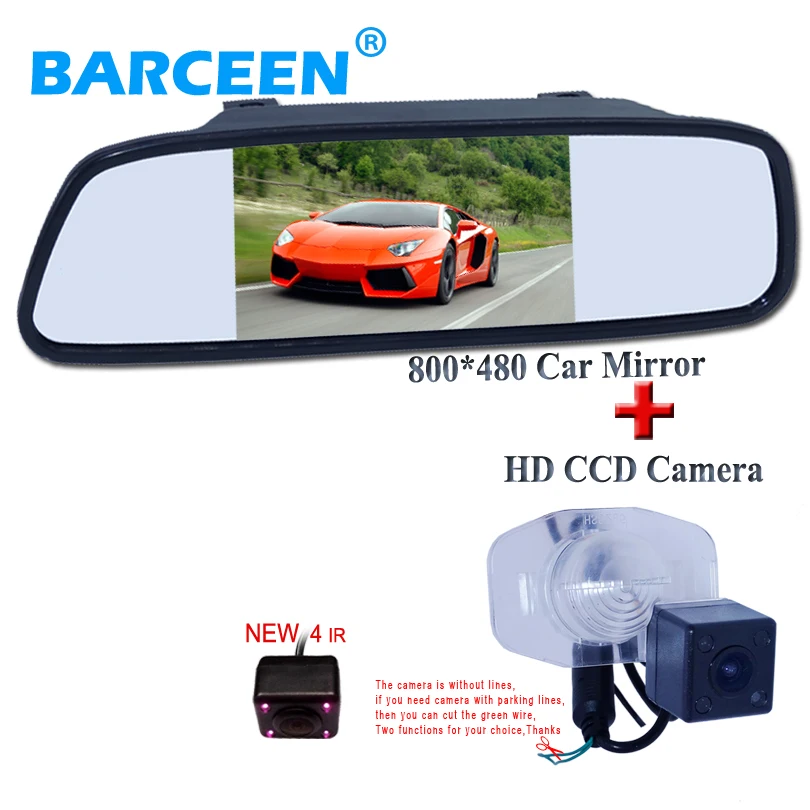 

5" car reversing mirror monitor hd cld display +170 degree car parking camera bring 4 ir suitable for Toyota Corolla for BYD G3