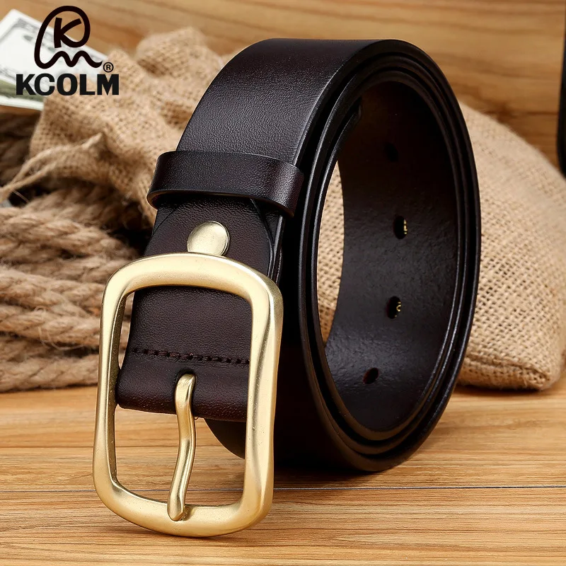 

men high quality full grain 100% real genuine leather natural soft strap camel girdle brown wide luxury cowboy brass buckle belt