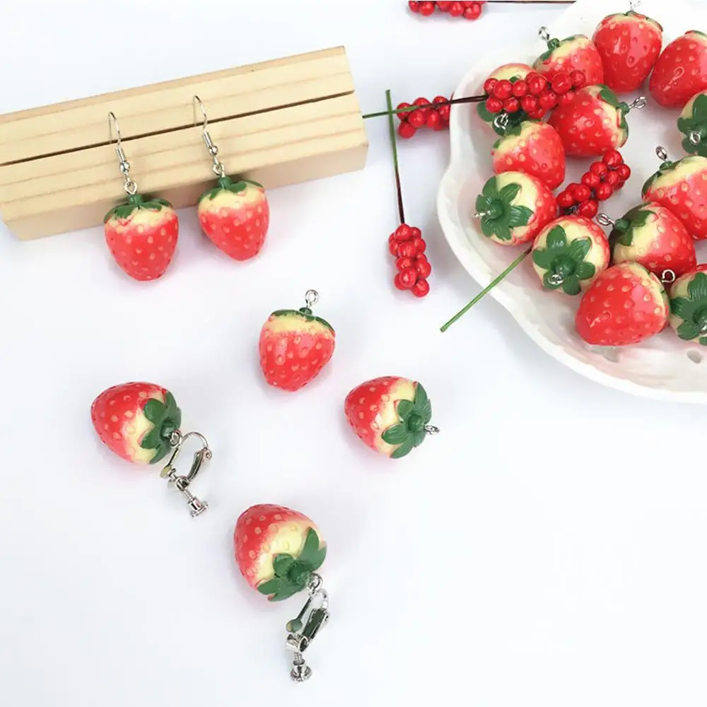 Cartoon Cute Design Resin Strawberry Drop Earrings Long Dangle Fashion Jewelry For Women Girl Gift | Украшения и аксессуары