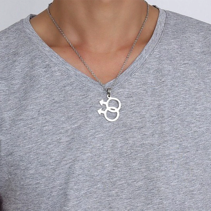 Подвеска для геев ожерелье из титановой стали и серебра Геометрическая подвеска