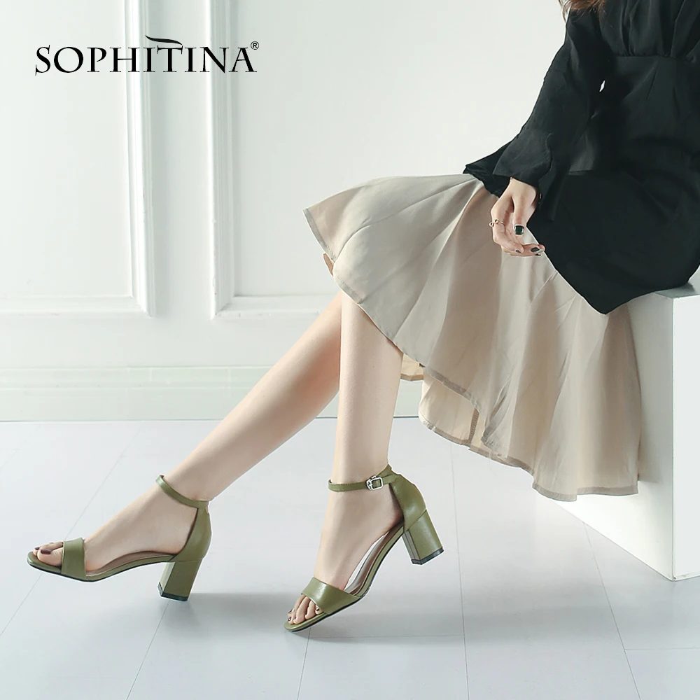 SOPHITINA/Повседневные однотонные женские босоножки из натуральной кожи модная