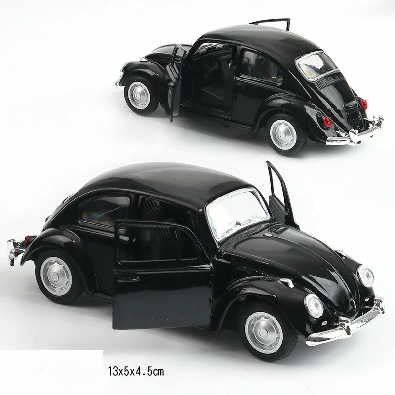 Высокая имитация Ретро Классический Volkswagen Beetle, 1:36 модели автомобилей из сплава, металлические литья под давлением, игрушка-автомобиль - Цвет: Черный