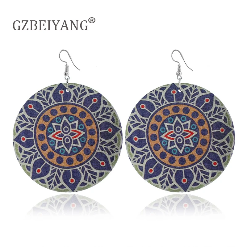 GZBEIYANG африканские деревянные круглые серьги с подвесками ювелирные изделия