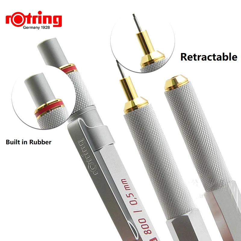 Rotring 800 0,5/0,7 мм металлический механический карандаш черный/серебристый автоматический карандаш для рисования пишущий карандаш