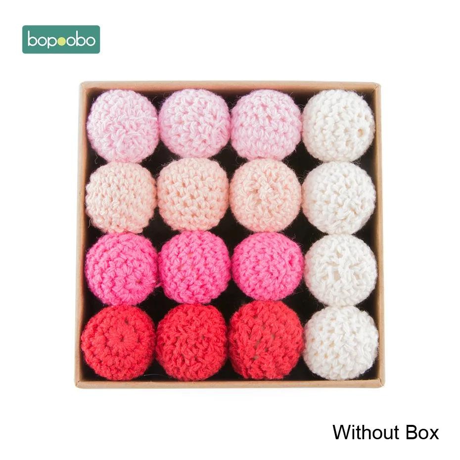 Red Series Bopoobo, 50 шт., 20 мм, натуральные деревянные бусины для вязания крючком, украшение внутри, деревянные бусины для прорезывания зубов, деревянные игрушки, бусины для прорезывания зубов - Цвет: Red Series