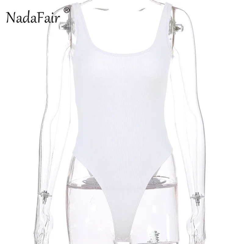 Nadafair, белый, черный, боди на бретельках, сексуальное боди с открытой спиной, боди с резинкой, летний женский комбинезон, майка без рукавов