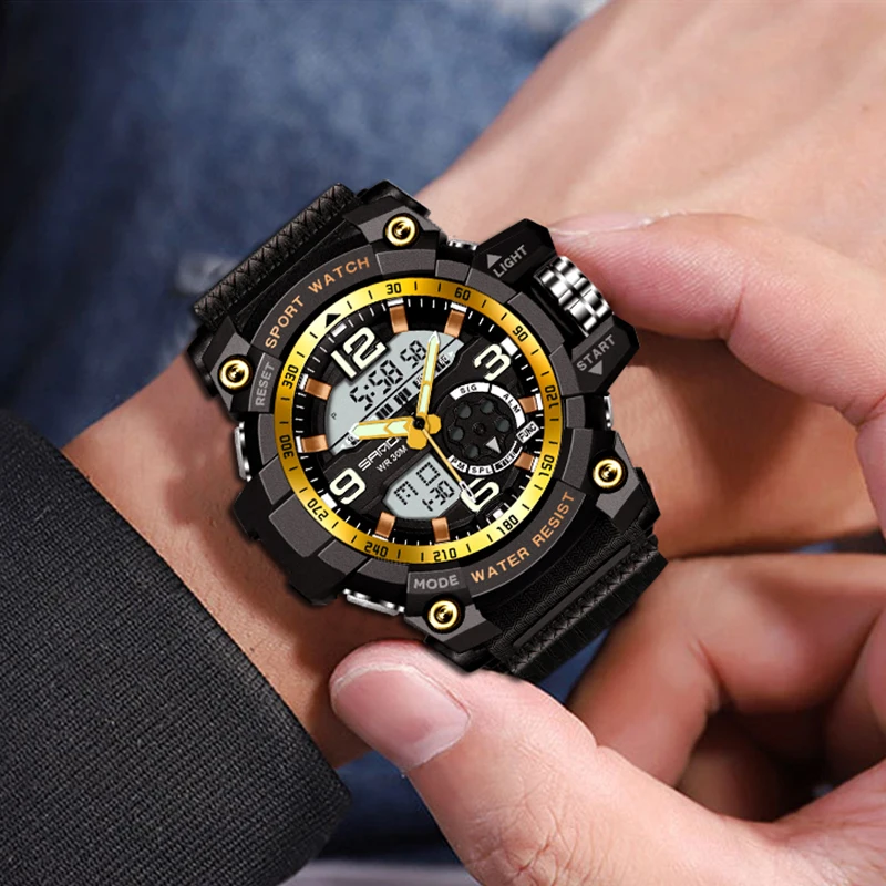 SANDA Брендовые спортивные часы мужские цифровые электронные наручные армейские