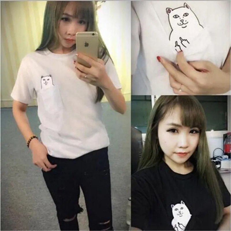 Женская футболка летняя стильная повседневная с кошкой|tees polo|tee shirt printing equipmenttee