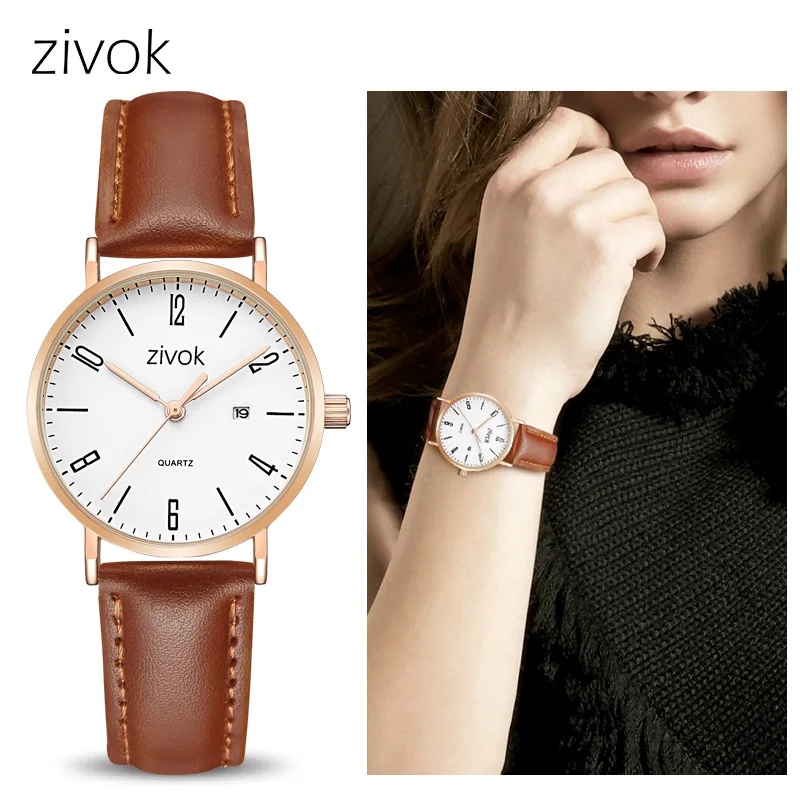 ZIVOK модные женские часы reloj mujer кожаные кварцевые спортивные наручные для