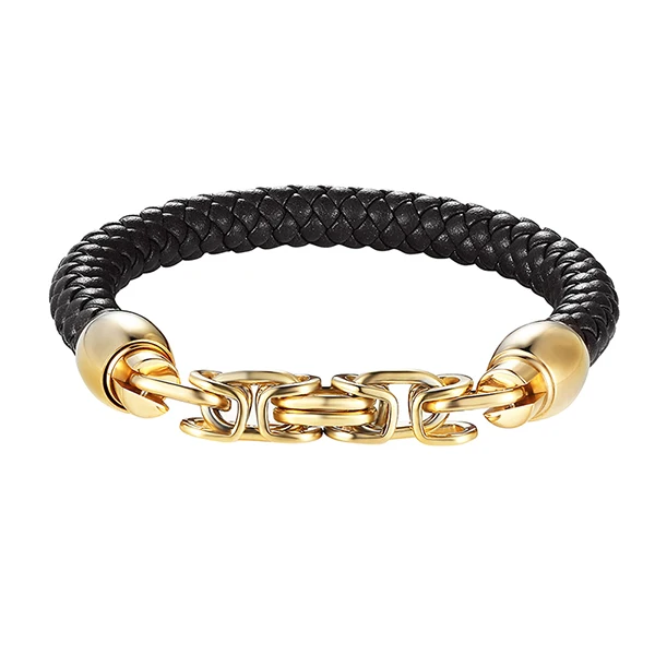 Танк цепи Нержавеющая сталь магнит bracele ювелирных Браслеты коричневый/черный кожа веревки и Цепи Браслеты с подвесками для Для мужчин панк - Окраска металла: 4