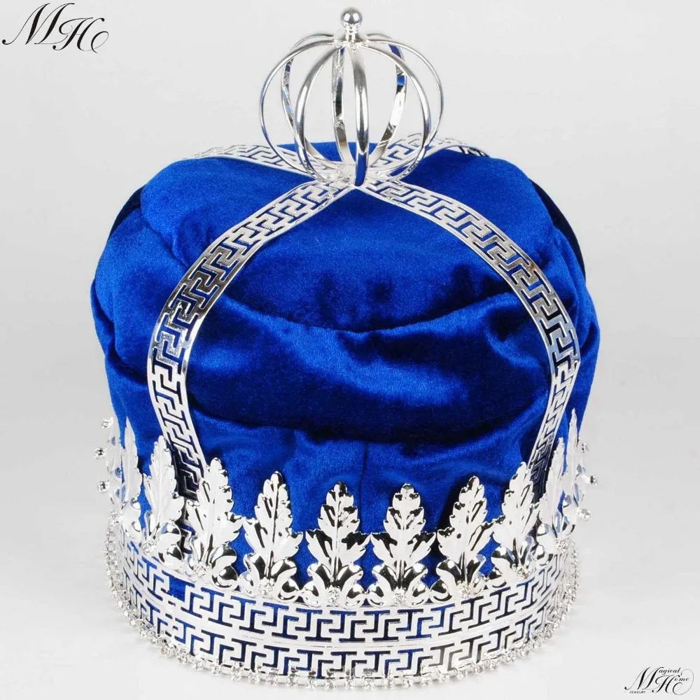 Ярко синий бархатный бижутерия для волос диадемы 9 дюймов|medieval tiara|crown kingcrown crown |
