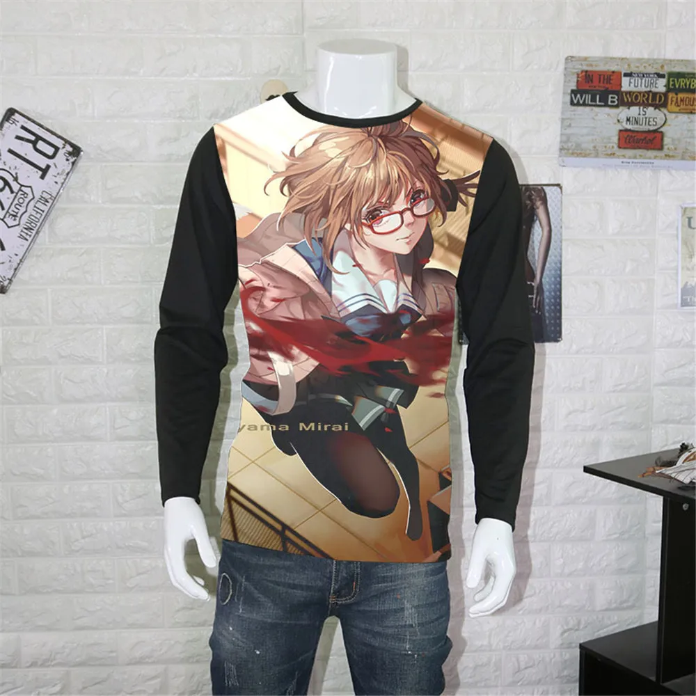 Косплей японское аниме Kyoukai No Kanata Mirai Kuriyama футболки косплей футболка с принтом