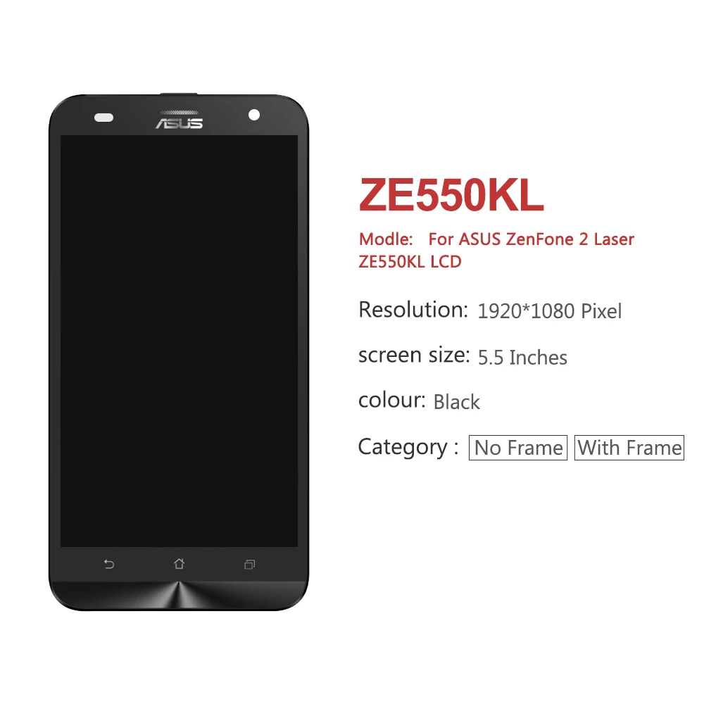 5,5 ''для ASUS ZenFone 2 Laser ZE550KL Z00LD ЖК-дисплей панель сенсорный экран дигитайзер с рамкой в сборе Замена
