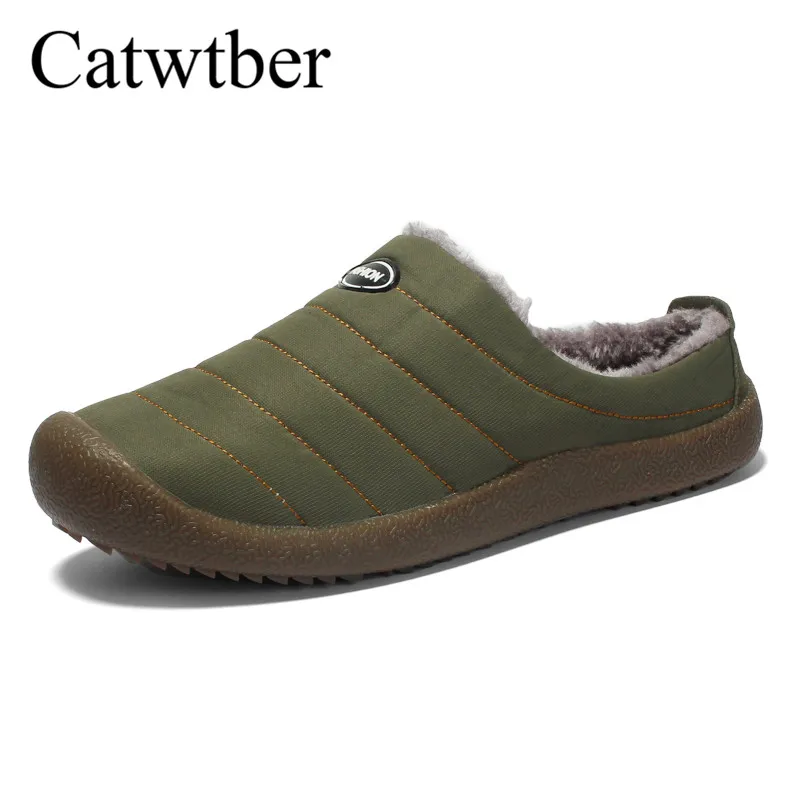 Catwtber Winter Plush Women Slippers Shoes Big Size 48 Slides Home Unisex Fleece Warm Fur Thicken Cotton-padded | Обувь