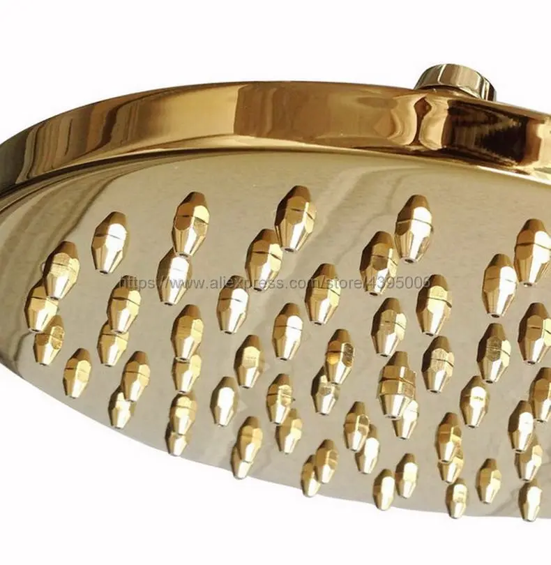 Роскошная золотистая латунная насадка для душа 8 дюймов круглая Лейка в ванную