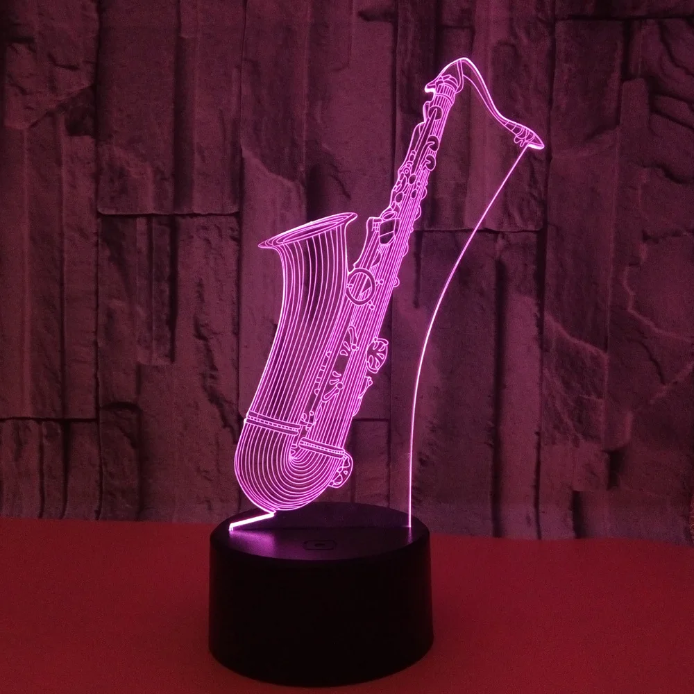 Новый светодиодный 3d светильник льник Sax с логотипом ночник на заказ