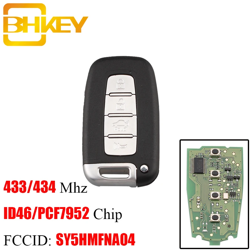 

BHKEY 4BT Smart Remote key 433Mhz ID46 Chip For Hyundai I30 IX35 SY5HMFNA04 For Hyundai Sonata Genesis Equus Veloster 2009-2015