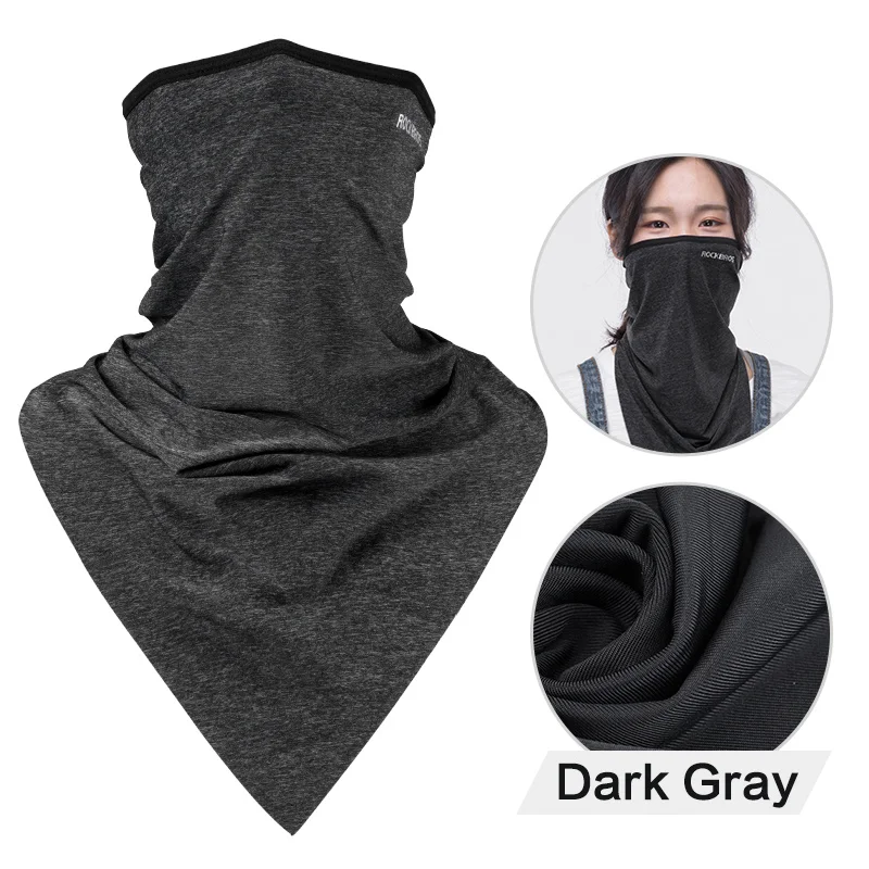 Triangle Drak Gray ROCKBROS велосипедная маска для лица треугольная велосипедная бандана ледяная Ткань спортивный шарф дышащие шарфы для езды на велосипеде головная повязка для бега - Цвет: Triangle Drak Gray