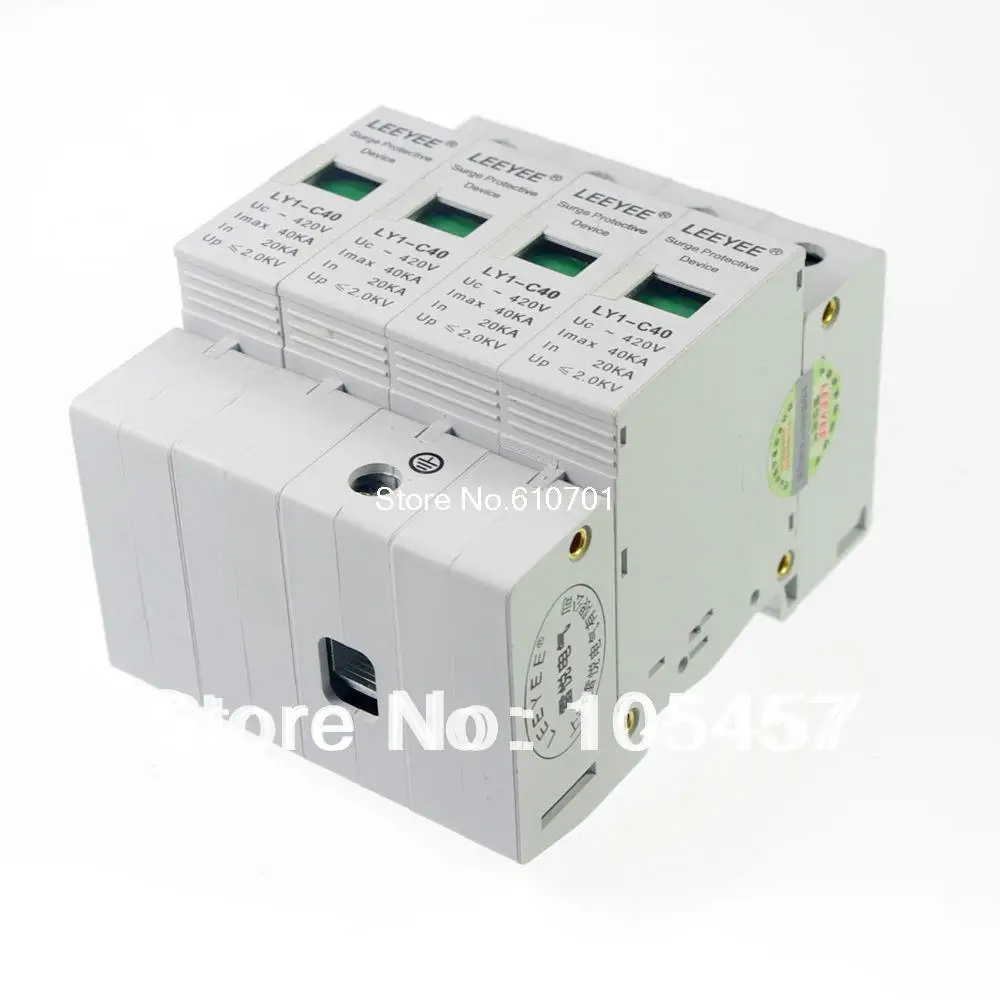 4P 20 ~ 40KA Din Rail Защита от перенапряжения молниеразрядник