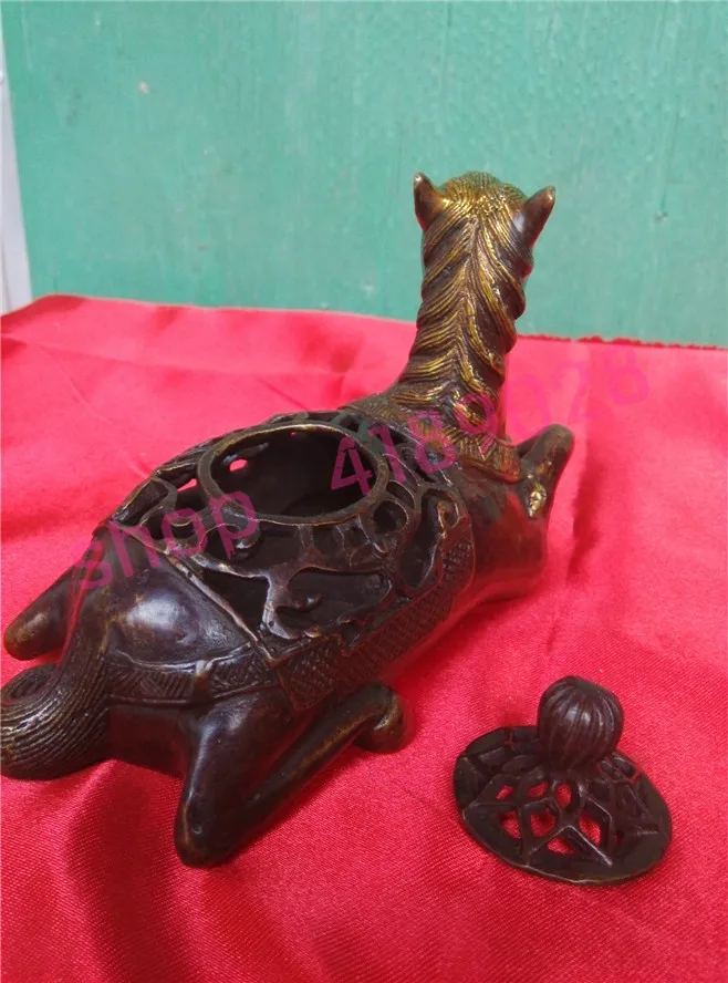 

red copper gilding, horse shape hollowed out incense burner / fumigating furnace