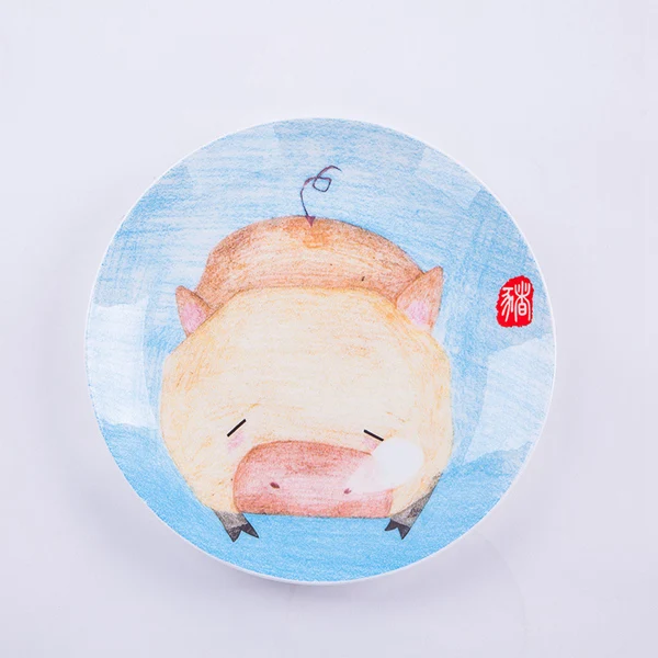 Pig 1 шт. тарелка с мультяшными животными 8 дюймов из костяного фарфора, керамические обеденные тарелки, фарфоровая посуда, столовая посуда, салат, суши, торт, обеденные блюда - Цвет: Pig
