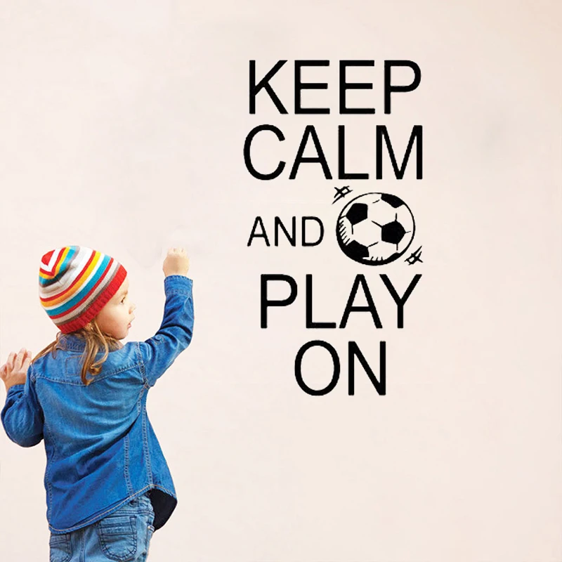 ZOOYOO Keep Calm Play на Наклейка стену футбольный тематику домашний декор детское