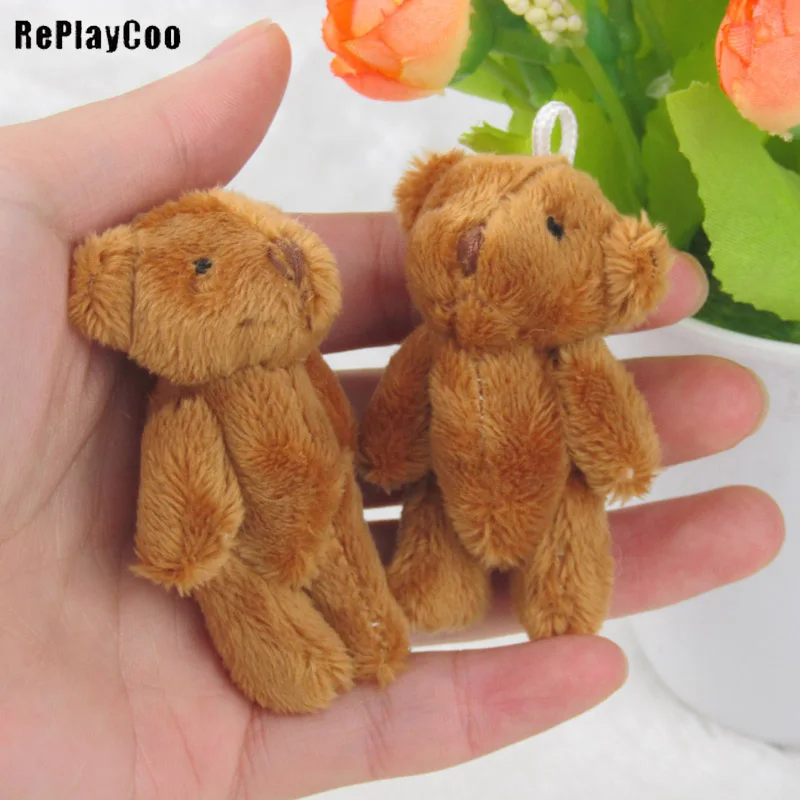 10PCS/Lot Mini Joint Bear Stuffed Plush Toys 6.5cm Cute White Ted Bears Pendant Dolls Gifts Birthday Wedding Party Decor J00402 | Игрушки и