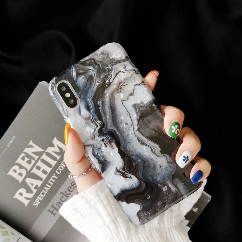 Роскошный Мраморный чехол холодного ветра для iphone 7 XR XS MAX мягкая задняя крышка из