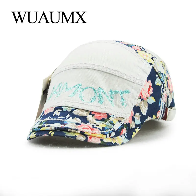Wuaumx Лето Для женщин берет Шапки печати хлопок Осенняя женская обувь береты