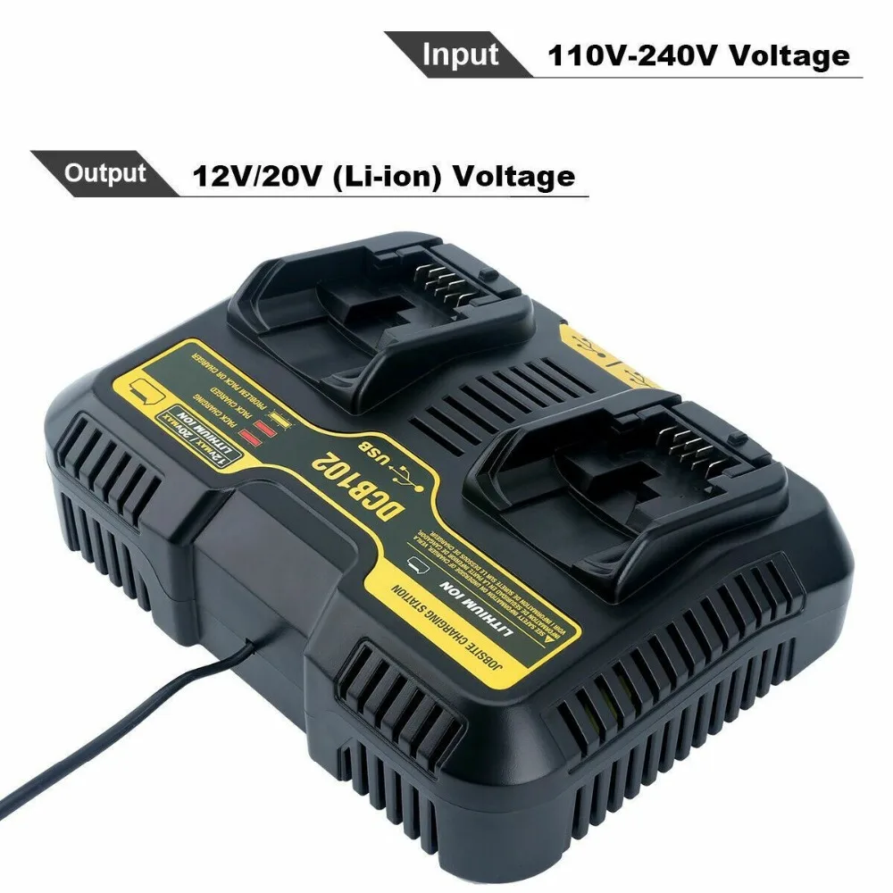 Двойное литий-ионное зарядное устройство 4.5A Max для Dewalt 10 8 V 12V 14 4 18V 20V DCB105 DCB101 DCB102