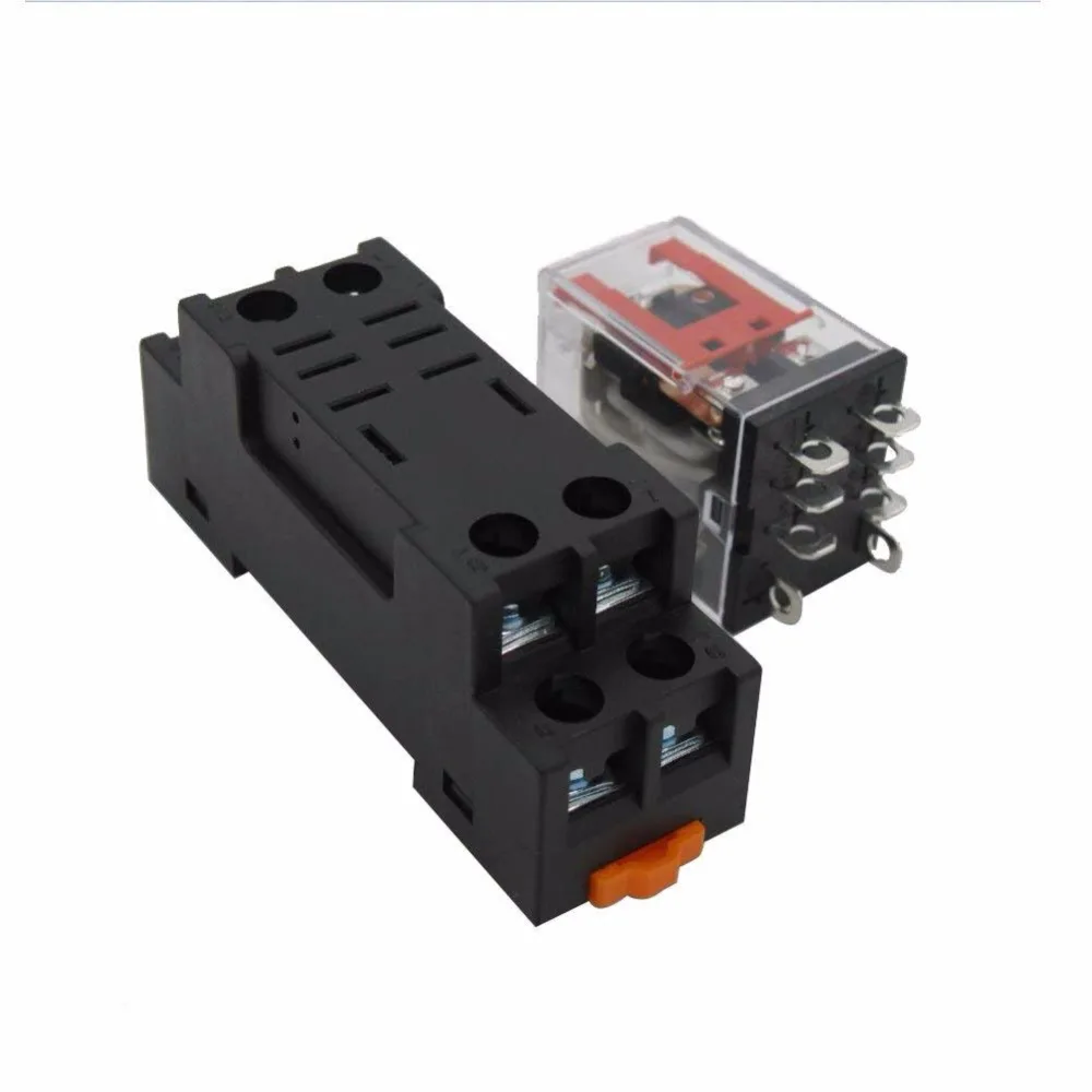 Taiss/DC 12V Coil Electromagnetic Power Relay 10A 2DPT 8 Pins 2NO+2NC LY2NJ with YJTF08A-E Socket Base YJ2N-LY | Обустройство дома