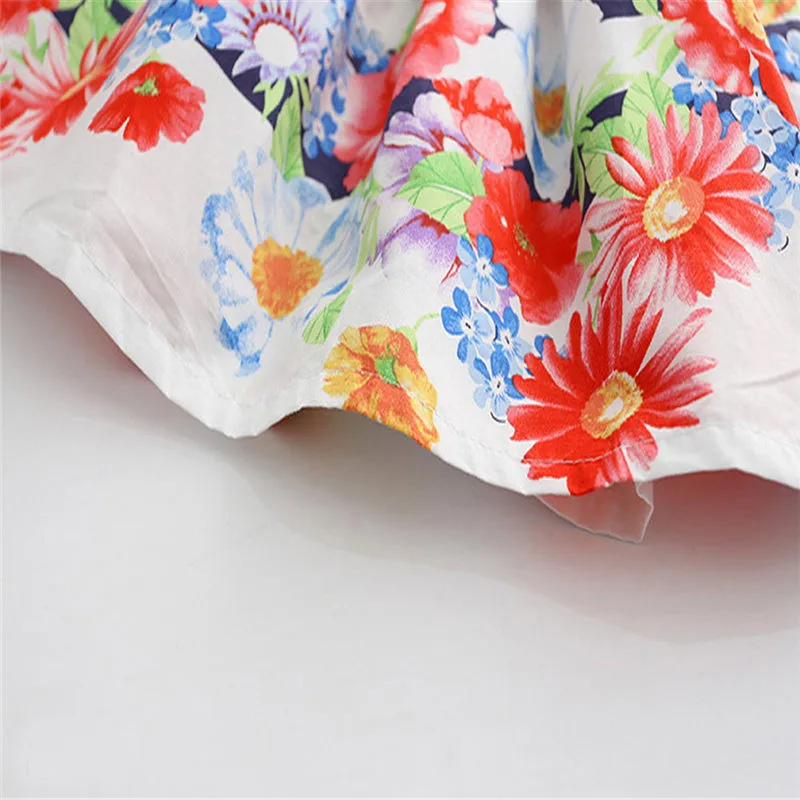 Hot Selling Fashion Lovely Girl Summer Dresses Toddler Kids Short Sleeve Flowers Striped Princess Dress Casual Clothes Outfits | Детская