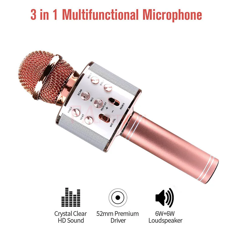 WS 858 беспроводной bluetooth микрофон профессиональный караоке динамик consender WS858 ручной микрофон Радио Студия Запись микрофон