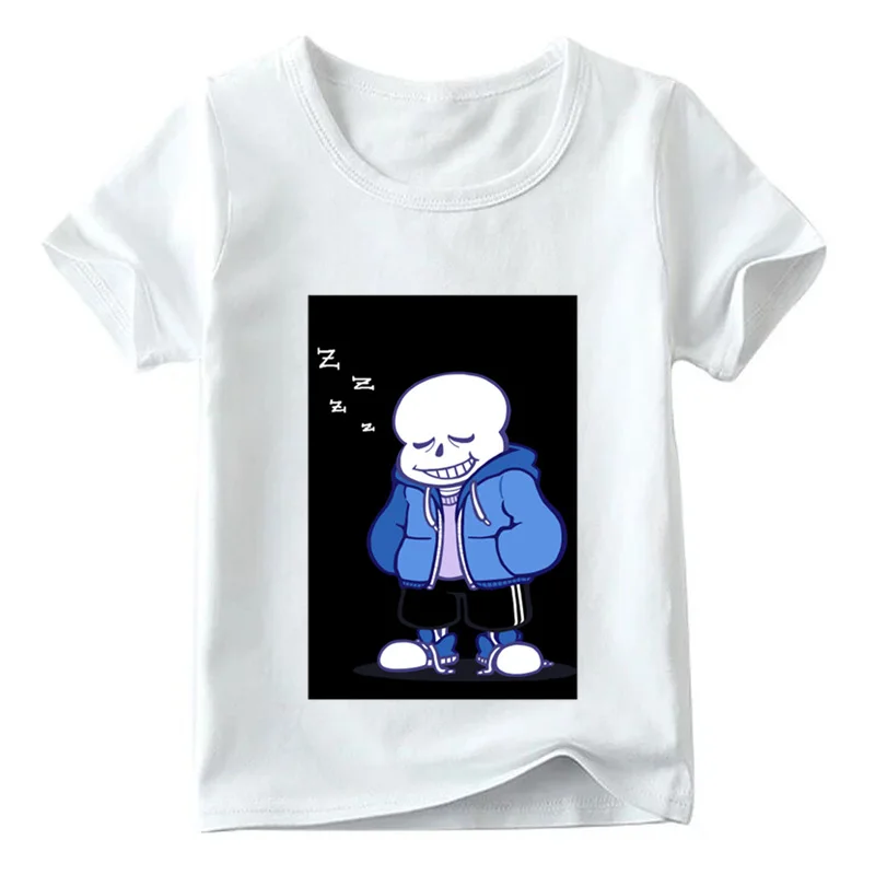 White H Коллекция года, детская забавная Футболка Skull Brother Undertale Sans летние топы для маленьких мальчиков и девочек, футболки детская одежда с героями мультфильмов HKP2405 - Цвет: White H