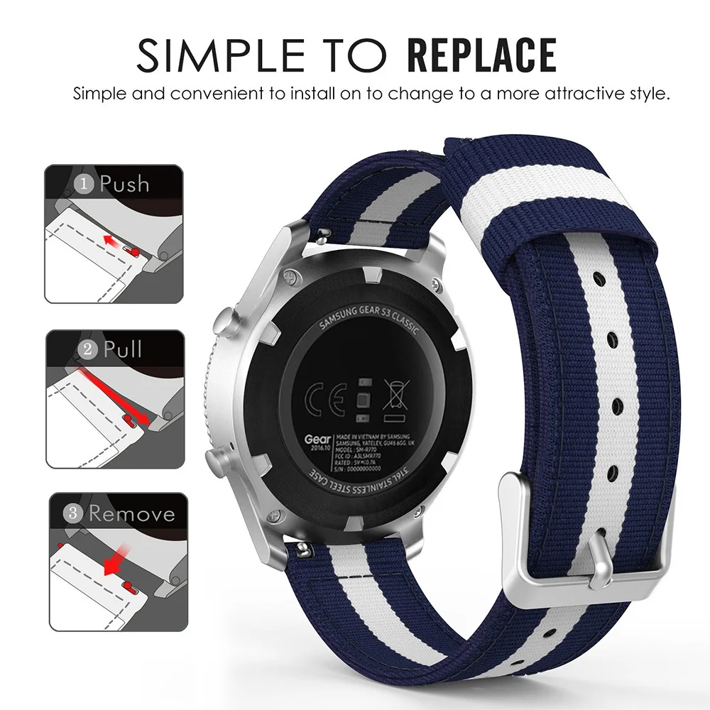 

For Samsung Gear S3 Classic/ Frontier Watchband 22mm Watch Band for Xiaomi Huami Amazfit 2/2S Stratos Strap Replacement Bracelet