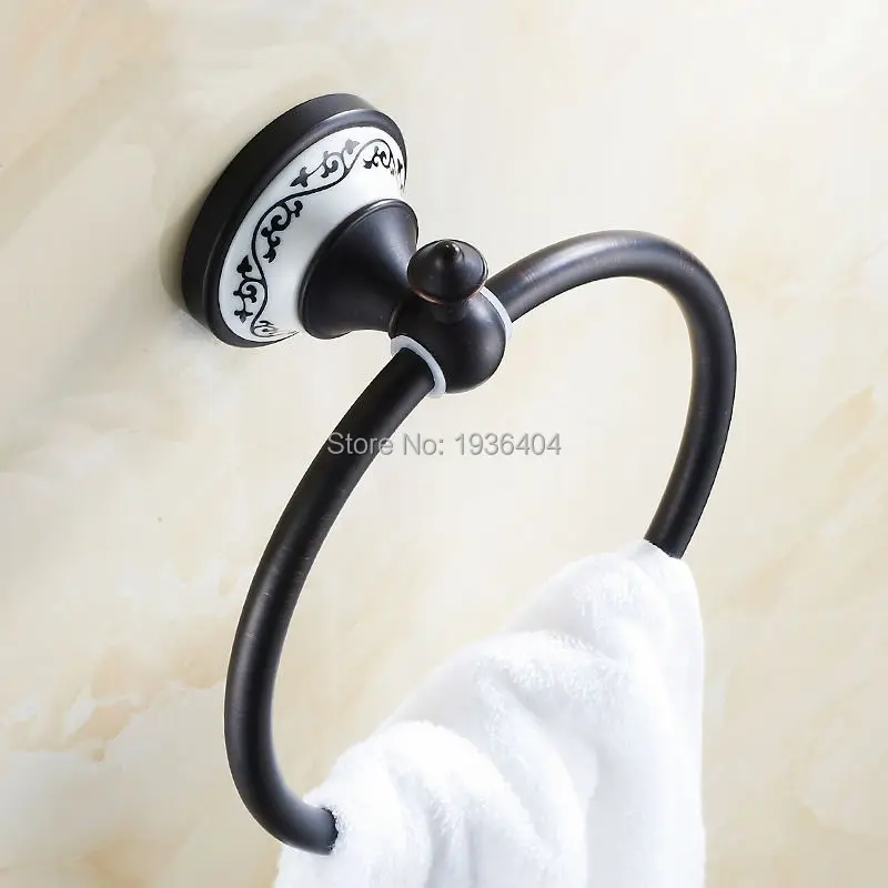 Аксессуары для ванной комнаты из черной бронзы античные латунные кольца