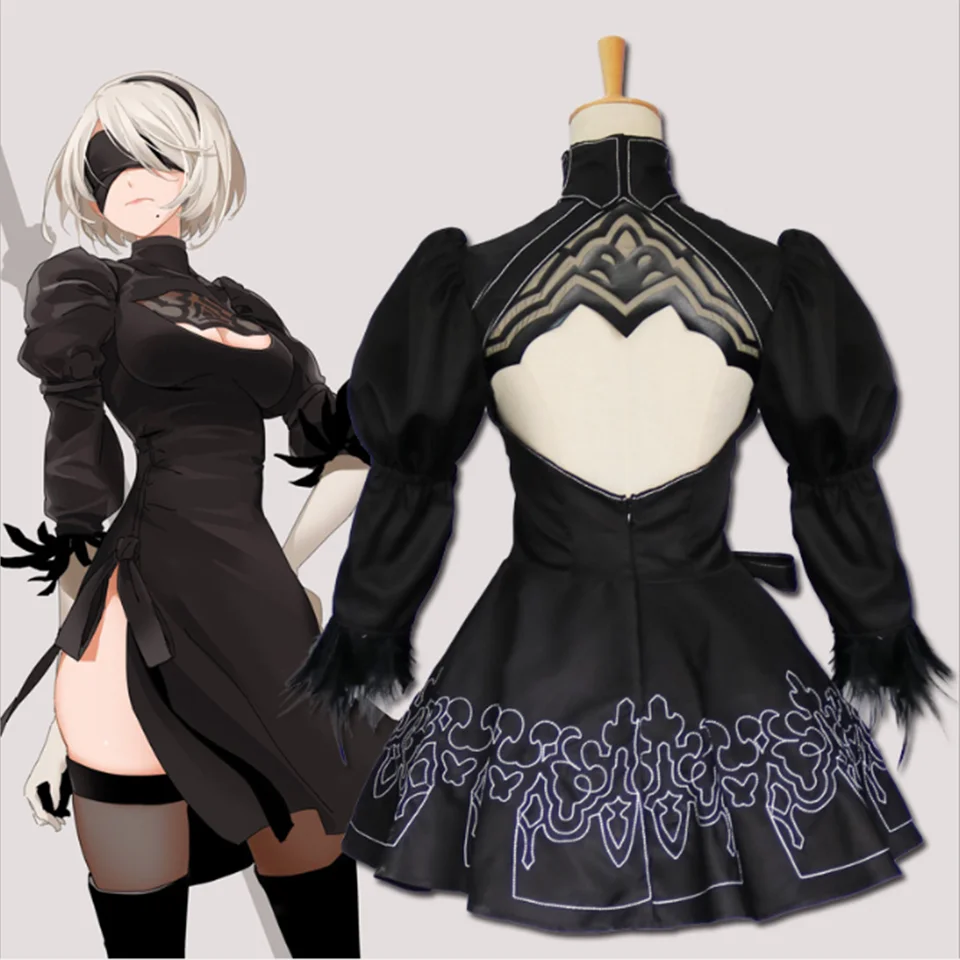 MQUPIN NieR: Automata 2B YoRHa NO.2 Тип B платье героини униформа наряд игры костюмы для косплея| |