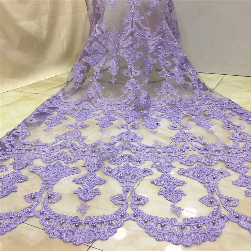 Madison Green Tulle Lace Fabric Women Materials 2019Beads Nigerian For Wedding | Дом и сад