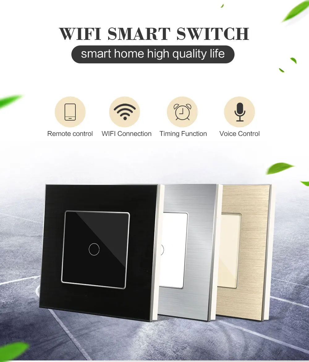 Bingoelec 1 банда 1 способ wifi сенсорный переключатель алюминиевая рама для стеклянной панели настенный переключатель умный дом автоматизация переключатель управление по телефону