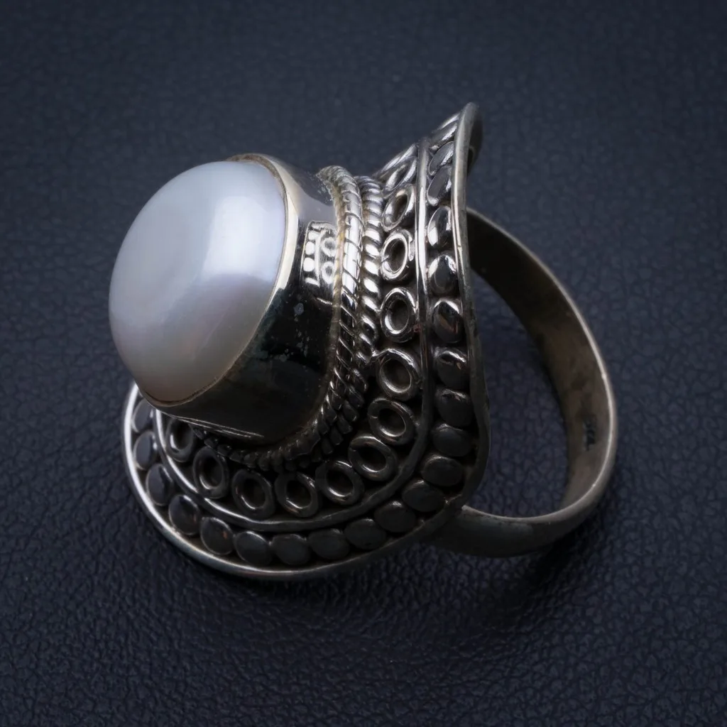 Кольцо из серебра с натуральным речным жемчугом американский размер 6 75 R3159 |