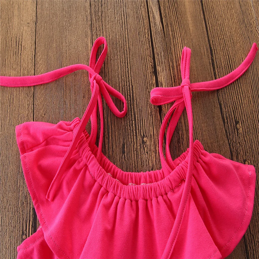 2Pcs Toddler Baby Kids Girls Solid Off Shoulder Tops + Floral Pants Set Outfits Child Summer |