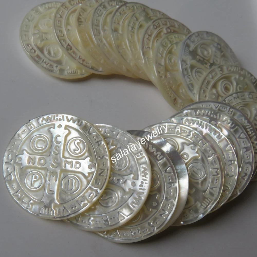 20 шт./лот 30 мм натуральный крест Нотр-Дам скульптуры перламутровый корпус бусины