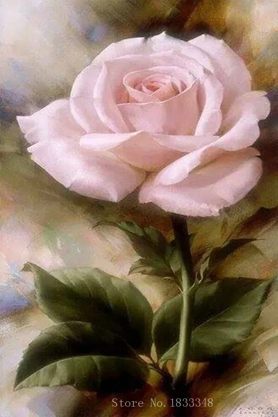 Алмазов картина розовый цветок эскиз Алмазная мозаика крестиком Вышивка