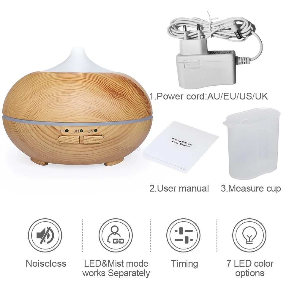 

150ml Aroma Diffuser Aromatherapy Wood Grain Essential Oil Diffuser Ultrasonic Cool Mist Humidifier for Office Home
