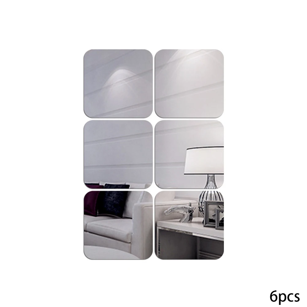 6 шт квадратное зеркало стикер для настенной плитки 3D мозаикой этикета домашние